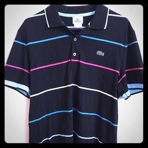 Black Lacoste Striped Polo Size 4